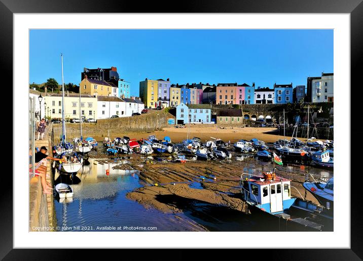 Low tide harbor, Tenby, South Wales, UK. Framed Mounted Print by john hill