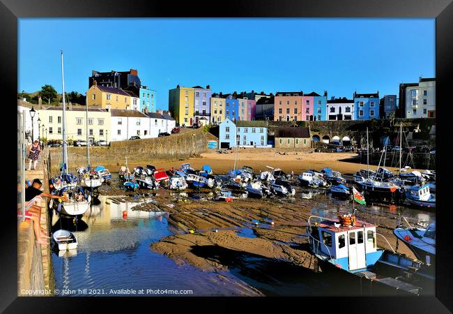 Low tide harbor, Tenby, South Wales, UK. Framed Print by john hill