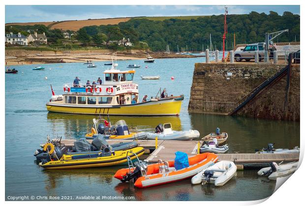 St Mawes, harbour, passenger ferry Print by Chris Rose