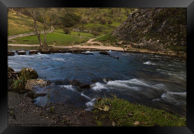 Stepping stones on the River Dove Framed Print by Clive Wells