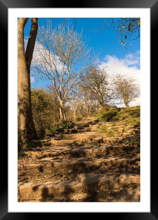 Up the steps at Dovedale Framed Mounted Print by Clive Wells