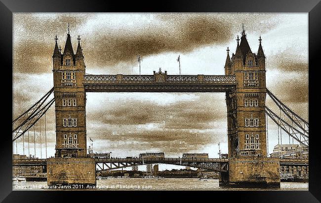 Sepia Tower Bridge Framed Print by Laura Jarvis