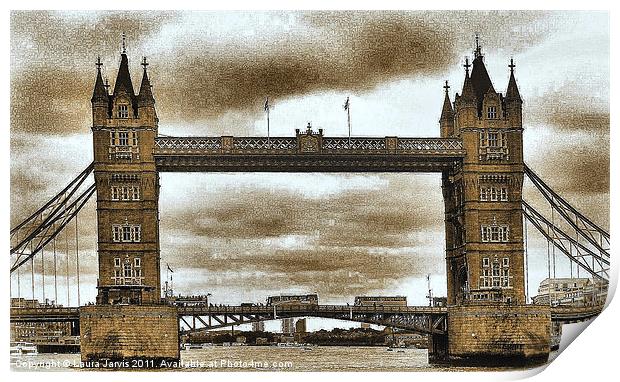 Sepia Tower Bridge Print by Laura Jarvis