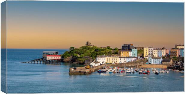Sunset at Tenby Harbour, Pembrokeshire. Canvas Print by Colin Allen