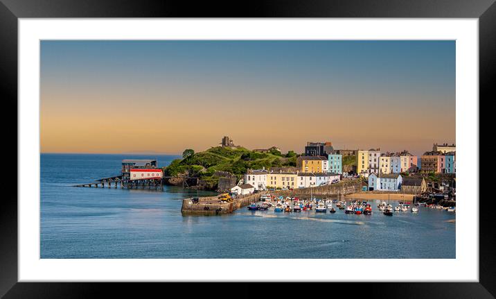 Sunset at Tenby Harbour, Pembrokeshire. Framed Mounted Print by Colin Allen