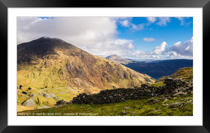 Y Lliwedd Mountain from Yr Aran Snowdonia Framed Mounted Print by Pearl Bucknall