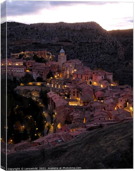 The mountain village of Albarracin, Spain, at nightfall Canvas Print by Lensw0rld 