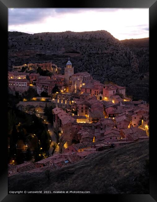 The mountain village of Albarracin, Spain, at nightfall Framed Print by Lensw0rld 