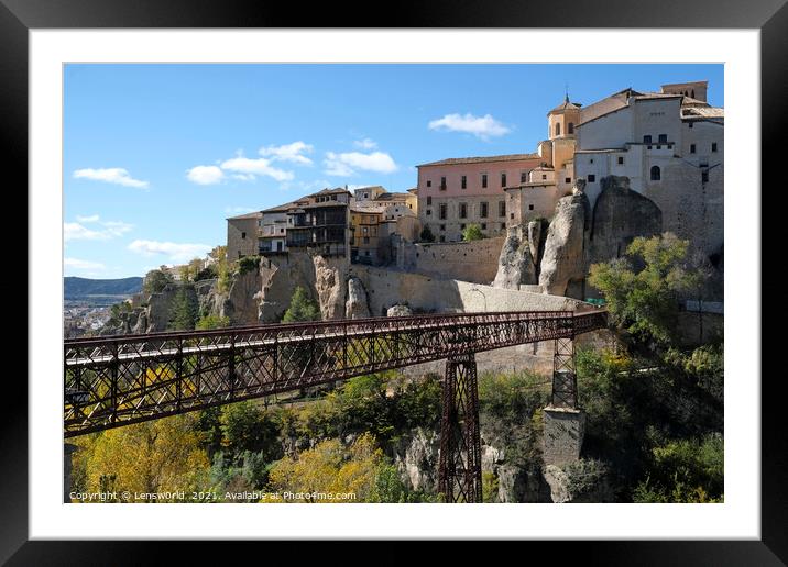 Beautiful buildings in Cuenca, Spain, on a sunny day Framed Mounted Print by Lensw0rld 