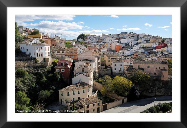 Beautiful buildings in Cuenca, Spain, on a sunny day Framed Mounted Print by Lensw0rld 