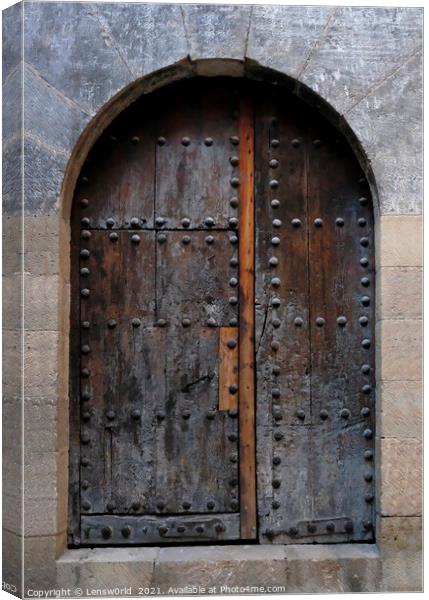 Old weathered wooden door in an old building Canvas Print by Lensw0rld 