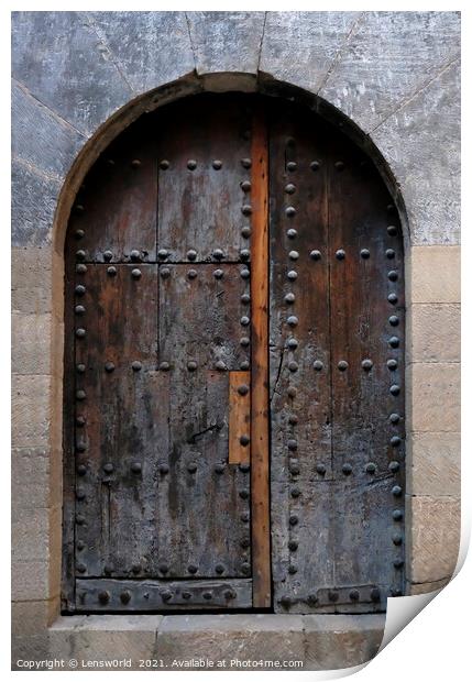 Old weathered wooden door in an old building Print by Lensw0rld 