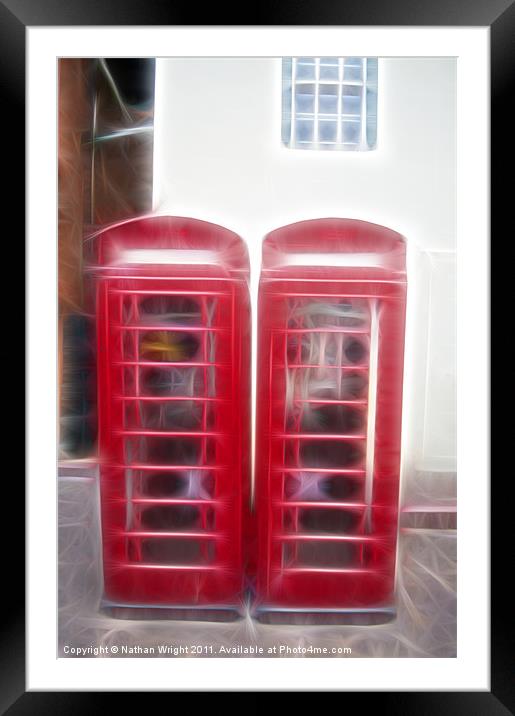 Phone boxes and a window Framed Mounted Print by Nathan Wright