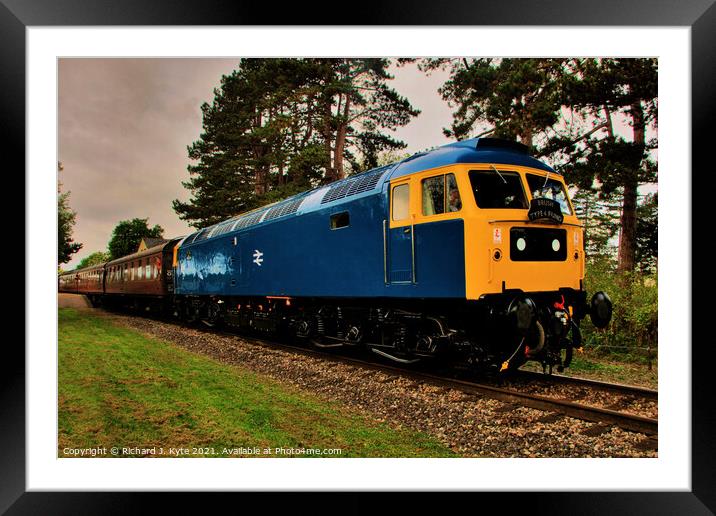 Class 47 diesel no. 47105 departs Gotherington with a Toddington-bound Train Framed Mounted Print by Richard J. Kyte