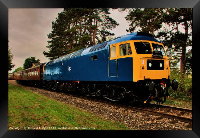 Class 47 diesel no. 47105 departs Gotherington with a Toddington-bound Train Framed Print by Richard J. Kyte
