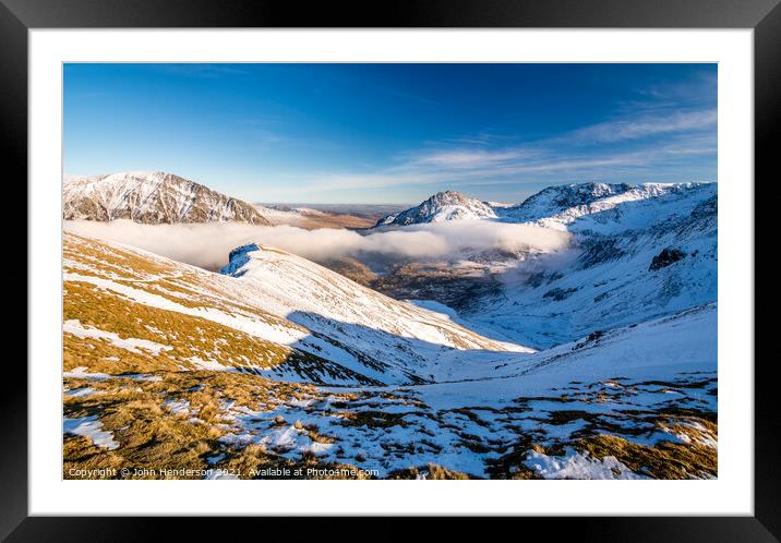 Ogwen valley in winter Framed Mounted Print by John Henderson