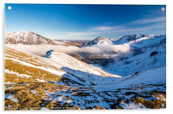 Ogwen valley in winter Acrylic by John Henderson