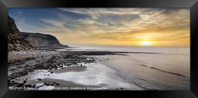 SUNRISE OVER ROCK A NORE, HASTINGS, EAST SUSSEX Framed Print by Tony Sharp LRPS CPAGB