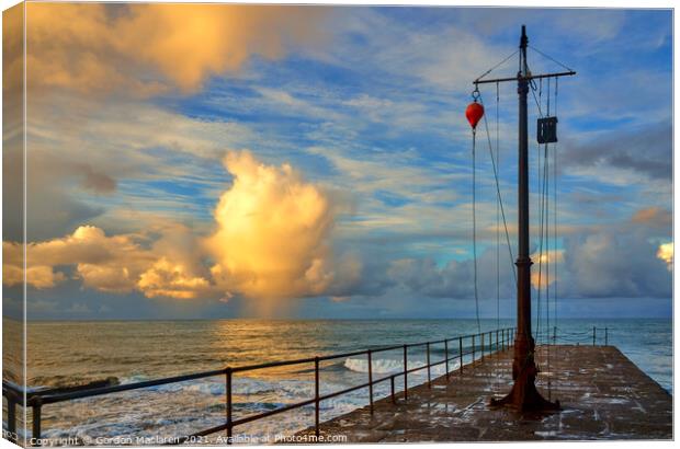 Sunrise over the Cornish Sea, photographed from Porthleven jetty Canvas Print by Gordon Maclaren