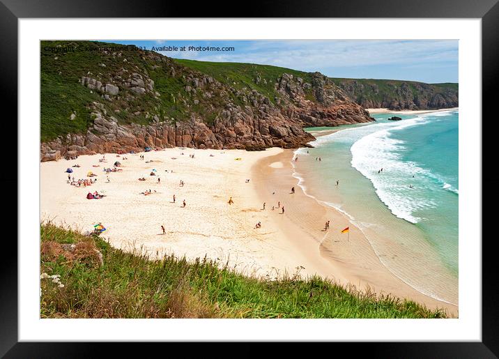 Porthcurno beach cornwall Framed Mounted Print by Kevin Britland