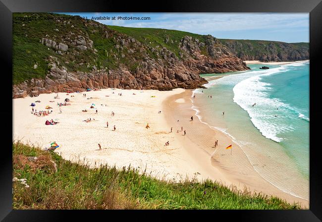 Porthcurno beach cornwall Framed Print by Kevin Britland