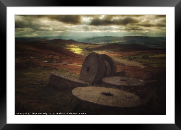 Derbyshire Millstones Framed Mounted Print by philip kennedy
