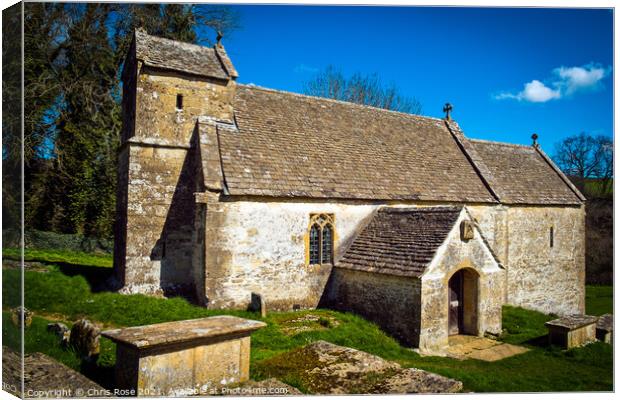 Duntisbourne Rouse church  Canvas Print by Chris Rose