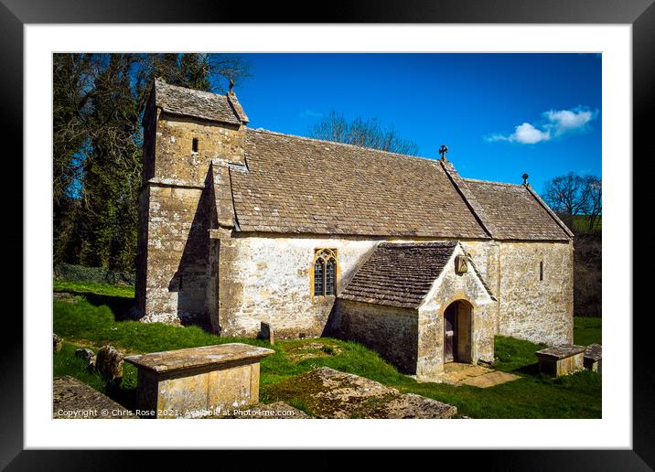 Duntisbourne Rouse church  Framed Mounted Print by Chris Rose
