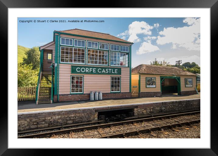 Corfe Castle train station Framed Mounted Print by Stuart C Clarke