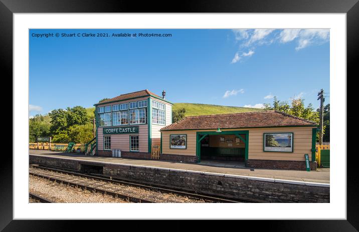 Corfe Castle train station Framed Mounted Print by Stuart C Clarke