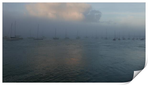 Boats In The Mist Print by Dave Bell