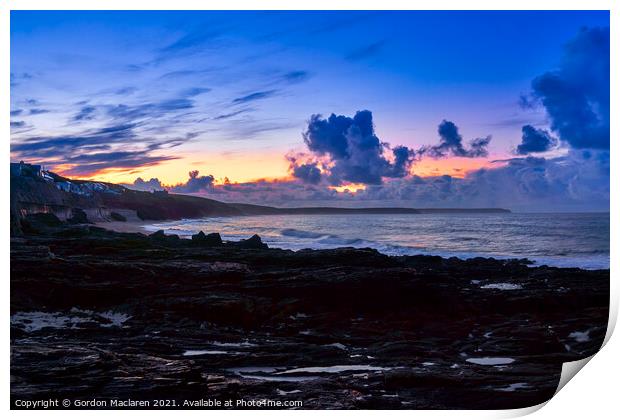Sunrise over Porthleven Beach, Cornwall Print by Gordon Maclaren