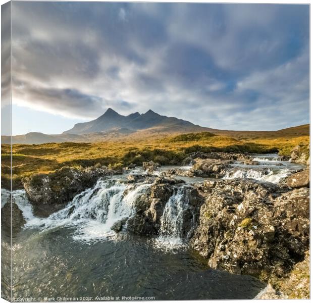 Allt Dearg Mor waterfall and Black Cuillin mountains, Skye Canvas Print by Photimageon UK