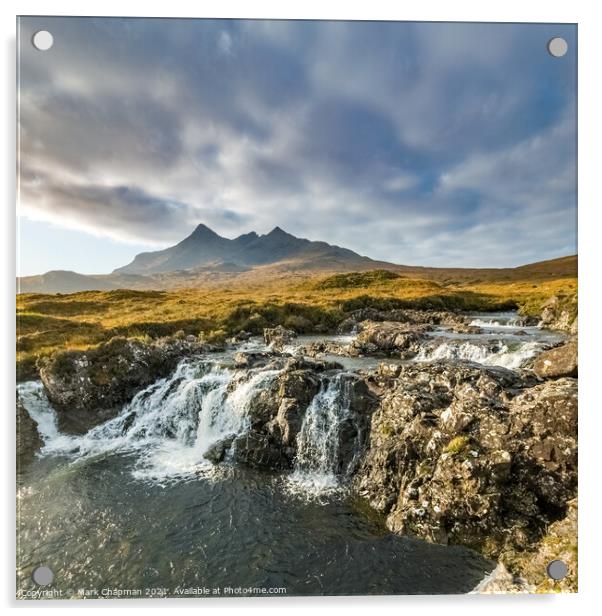 Allt Dearg Mor waterfall and Black Cuillin mountains, Skye Acrylic by Photimageon UK