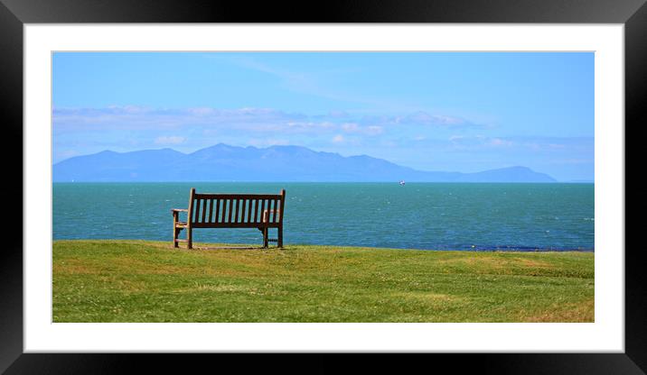 Isle of Arran viewed from a Troon bench Framed Mounted Print by Allan Durward Photography