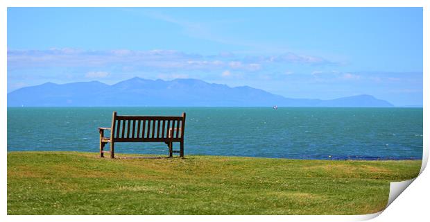 Isle of Arran viewed from a Troon bench Print by Allan Durward Photography