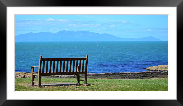 Troon bench view of Arran Framed Mounted Print by Allan Durward Photography
