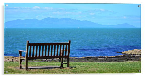 Troon bench view of Arran Acrylic by Allan Durward Photography