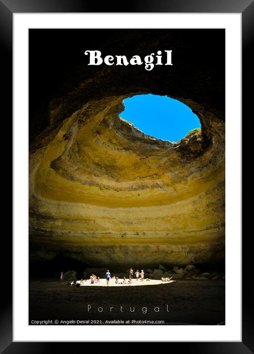 Benagil Cave - Travel Art Algarve Framed Mounted Print by Angelo DeVal