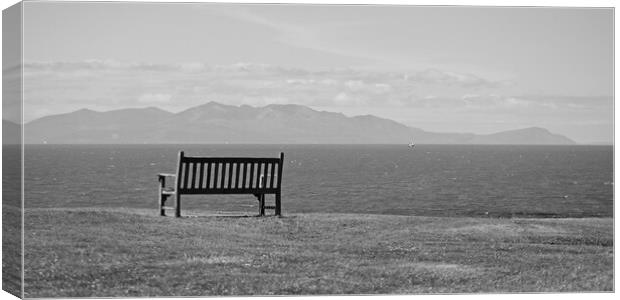 Troon bench overlooking Isle of Arran Canvas Print by Allan Durward Photography
