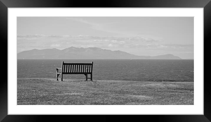 Troon bench overlooking Isle of Arran Framed Mounted Print by Allan Durward Photography