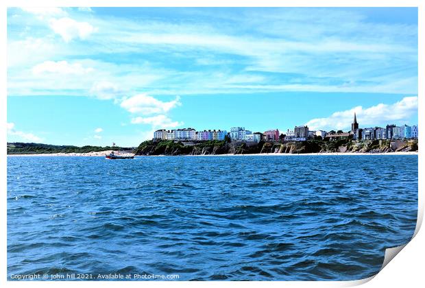 The seafront at Tenby, South Wales, UK. Print by john hill