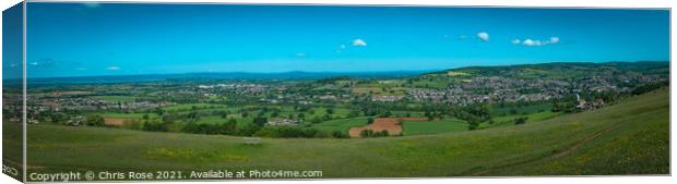 Panoramic long distance views from the Cotswold Way long distanc Canvas Print by Chris Rose