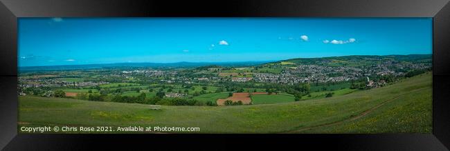 Panoramic long distance views from the Cotswold Way long distanc Framed Print by Chris Rose