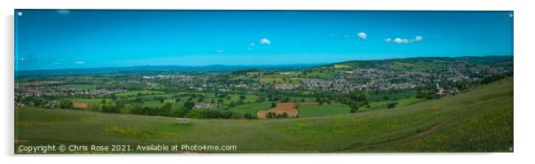 Panoramic long distance views from the Cotswold Way long distanc Acrylic by Chris Rose