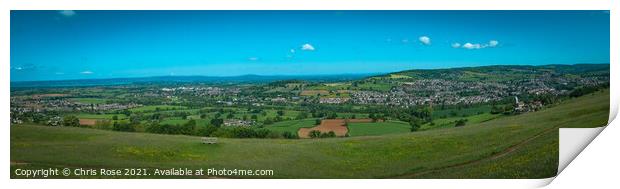Panoramic long distance views from the Cotswold Way long distanc Print by Chris Rose