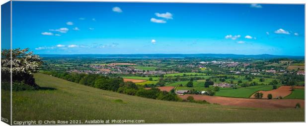 Panoramic view from Selsley Common, Gloucestershire, UK. Canvas Print by Chris Rose