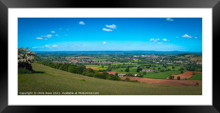 Panoramic view from Selsley Common, Gloucestershire, UK. Framed Mounted Print by Chris Rose