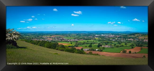 Panoramic view from Selsley Common, Gloucestershire, UK. Framed Print by Chris Rose
