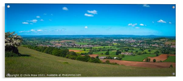 Panoramic view from Selsley Common, Gloucestershire, UK. Acrylic by Chris Rose